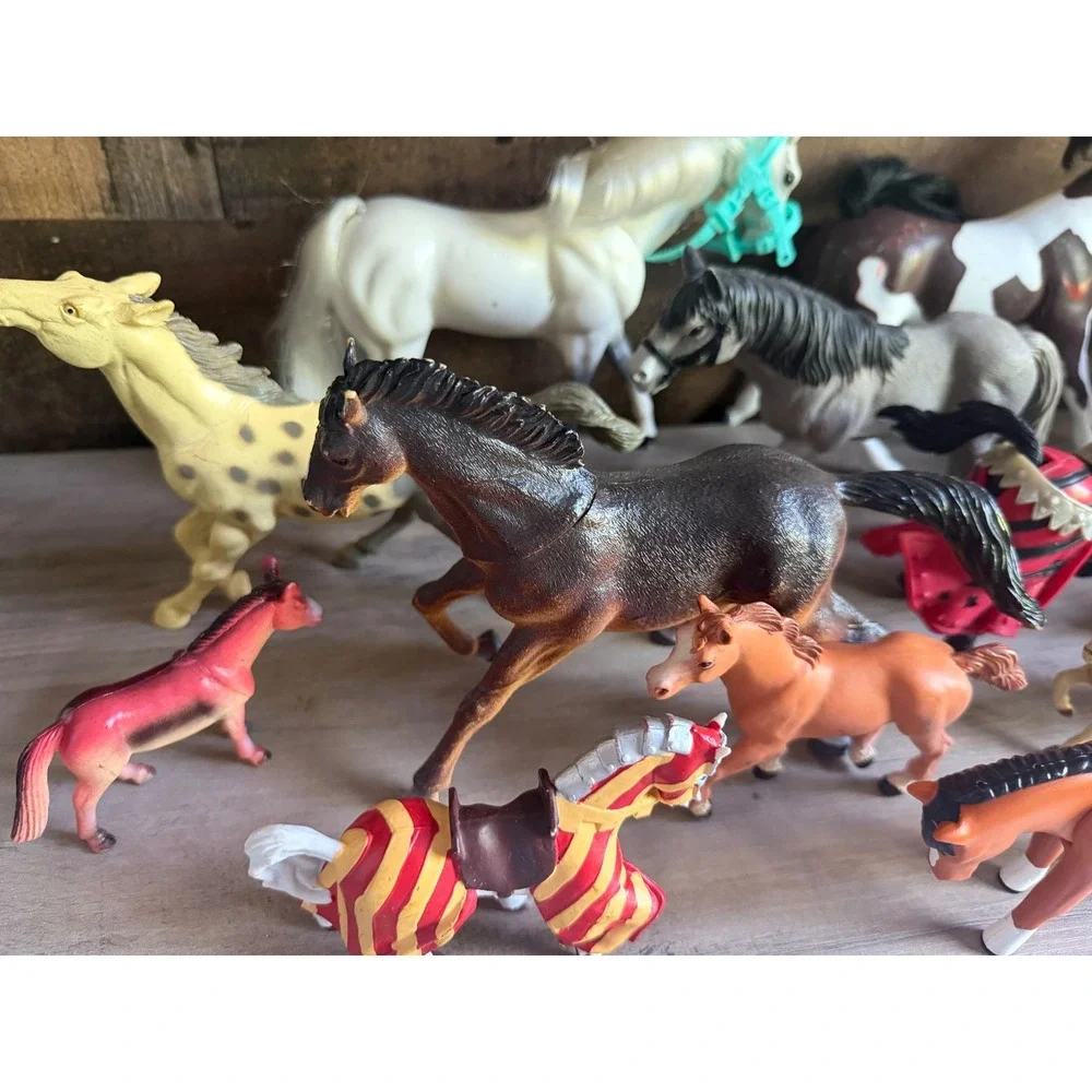 Lot of 23 Toy Horses & Donkey Mixed Brands  Horse Figures Farm Ranch Play